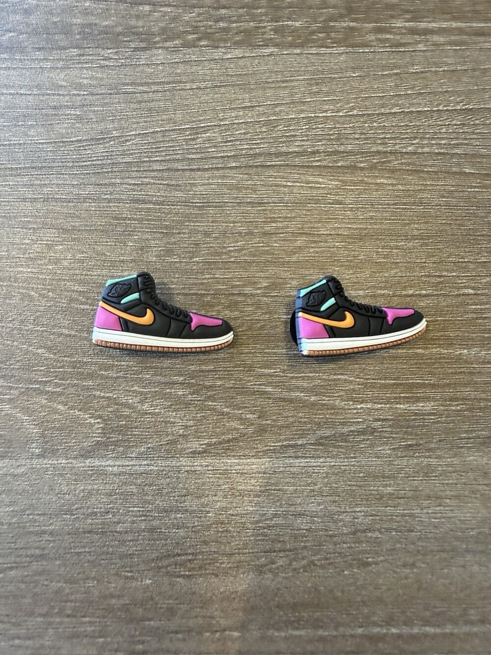 2 Retro Sneaker Shoe Charms Multi Color Accessories Fits Crocs Wristbands